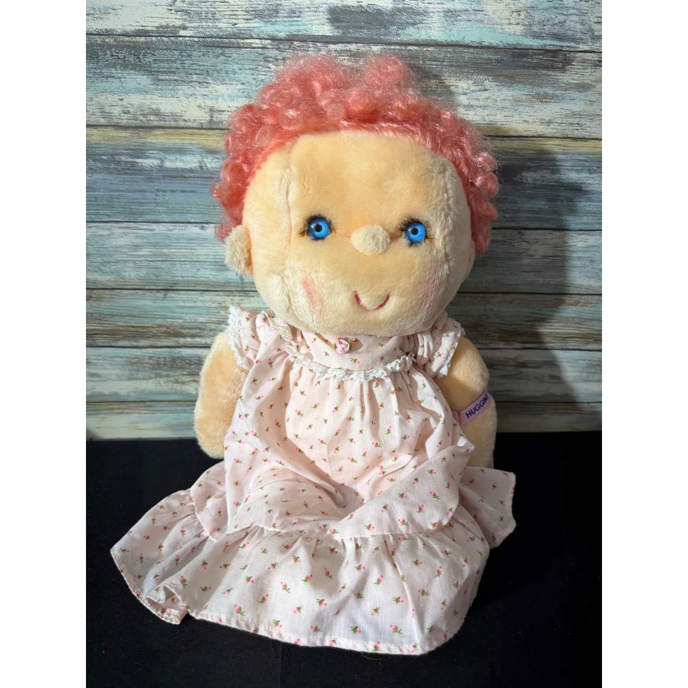 Kenner Hugga Bunch Huggins Plush Doll‎ 1985 Pink Floral Dress Excellent Vintage